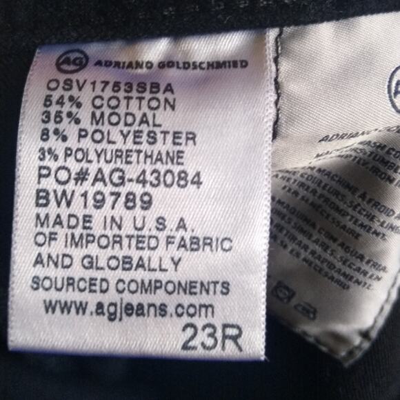 AG Adriano Goldschmied Isabelle Velvet Black High-Rise Straight Crop Size 23R - Picture 16 of 16